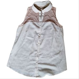 Philosophy Banana Republic Sleeveless Lace Button Up Top womens XS